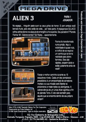 Alien 3 (USA, Europe) (Rev A) box cover back